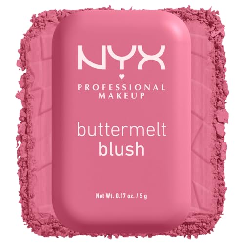 NYX PROFESSIONAL MAKEUP Buttermelt Powder Blush, Fade and Transfer-Resistant Blush, Up to 12HR Make Up Wear, Vegan Formula - For The Butta