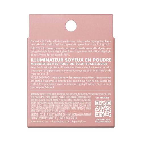 e.l.f. Halo Glow Silky Powder Highlighter, Long-Lasting Luminous Face Finish, Cake-Resistant With Micro-Shimmer, Vegan & Cruelty-Free, Blush Money
