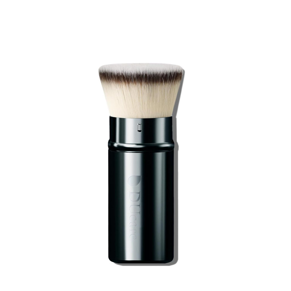 DUcare Retractable Kabuki Foundation Brush, Aluminum Handle Self Tanner Brush for Face, Flat Top Brush for Liquid Cream Powder Makeup, Travel Portable
