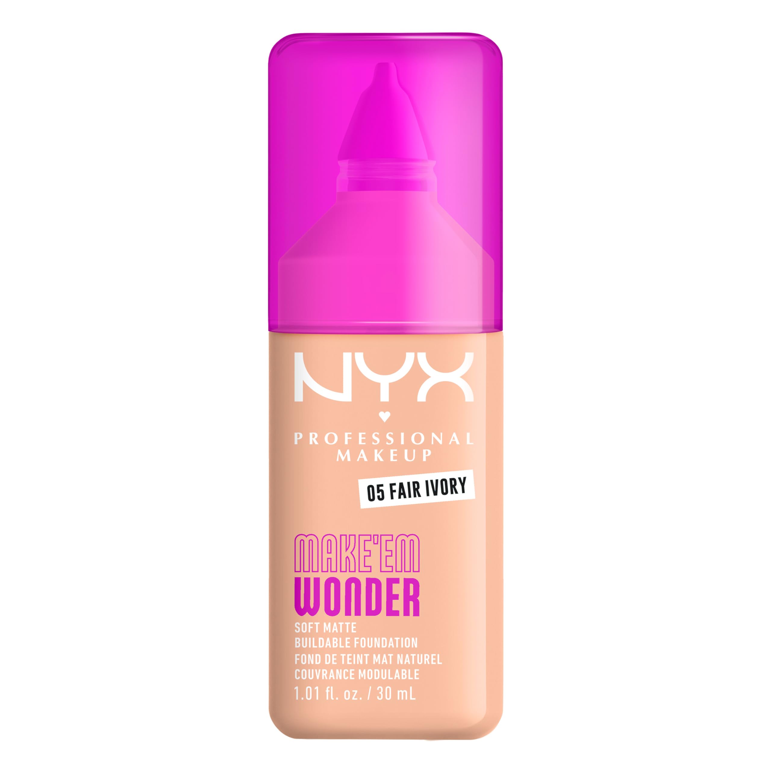 NYX PROFESSIONAL MAKEUP Make 'Em Wonder Liquid Foundation, 24HR Foundation Makeup With A Soft Matte Finish, Buildable Full Coverage