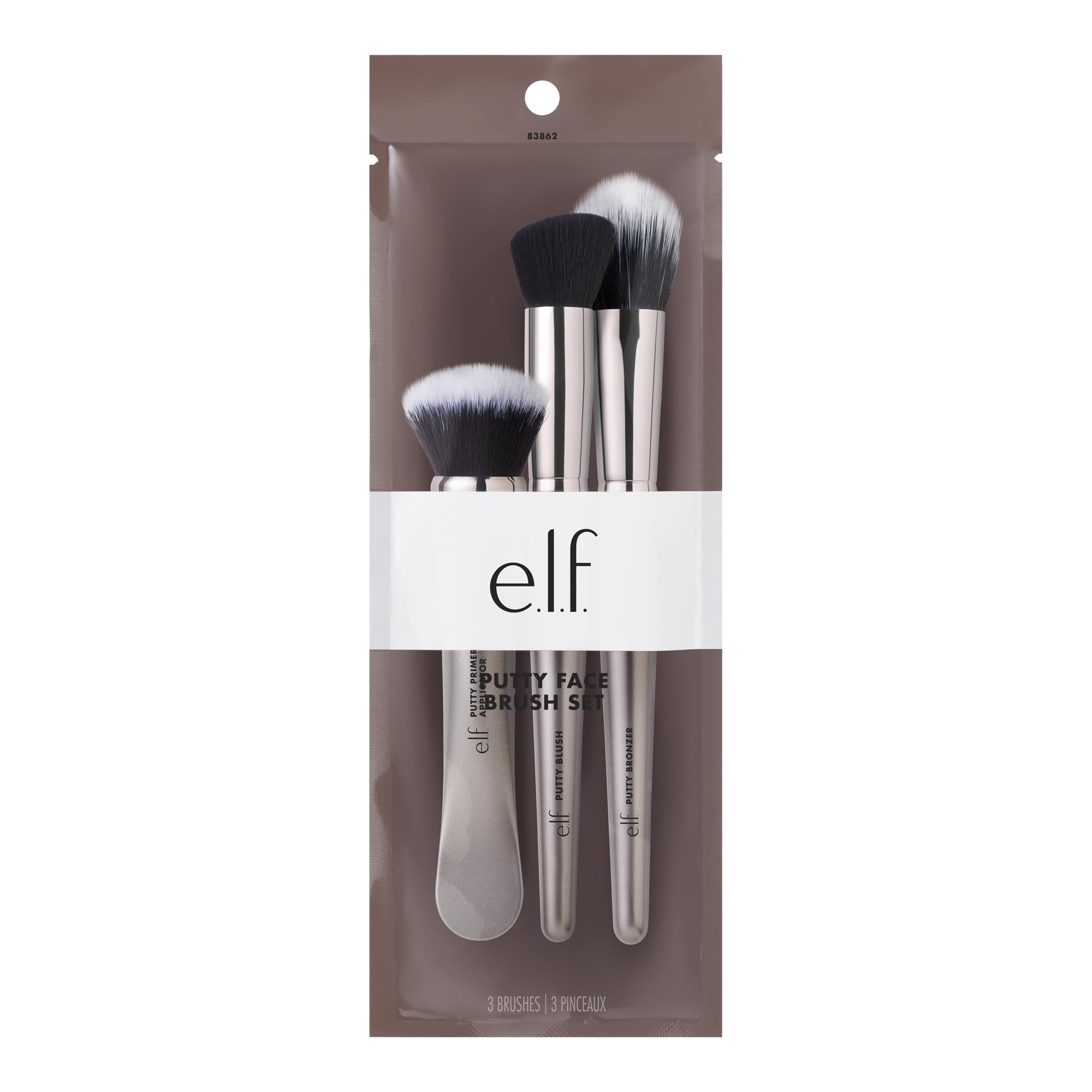 e.l.f. Putty Tools Trio, Set Of 3 Face Makeup Brushes For Putty Products, Helps You Easily Blend Putty Primer, Blush & Bronzer, Vegan & Cruelty-Free