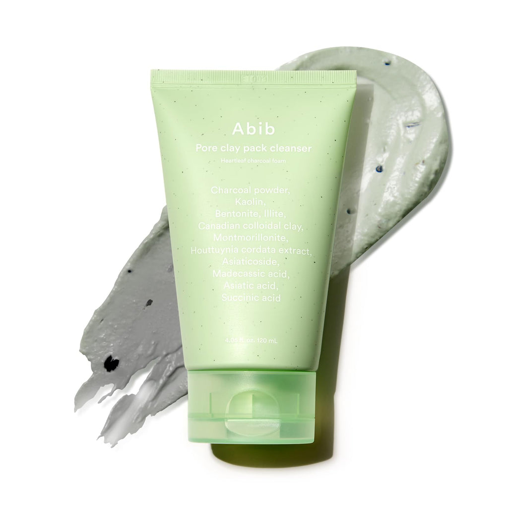 Abib Pore Clay Pack Cleanser Heartleaf Charcoal Foam, 4.05 fl oz, Mousse Form, Oil Control, Unscented