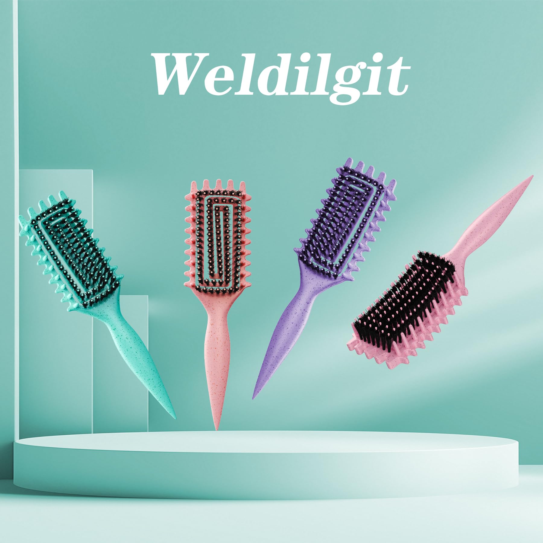 Curly Hair Brush, Curl Defining Brush with Soft Boar Bristles Detangling Tangled Glides, Wide-Teeth Design Effortlessly Shaping & Defining Curls, Curling Definer for Wet & Dry Hair