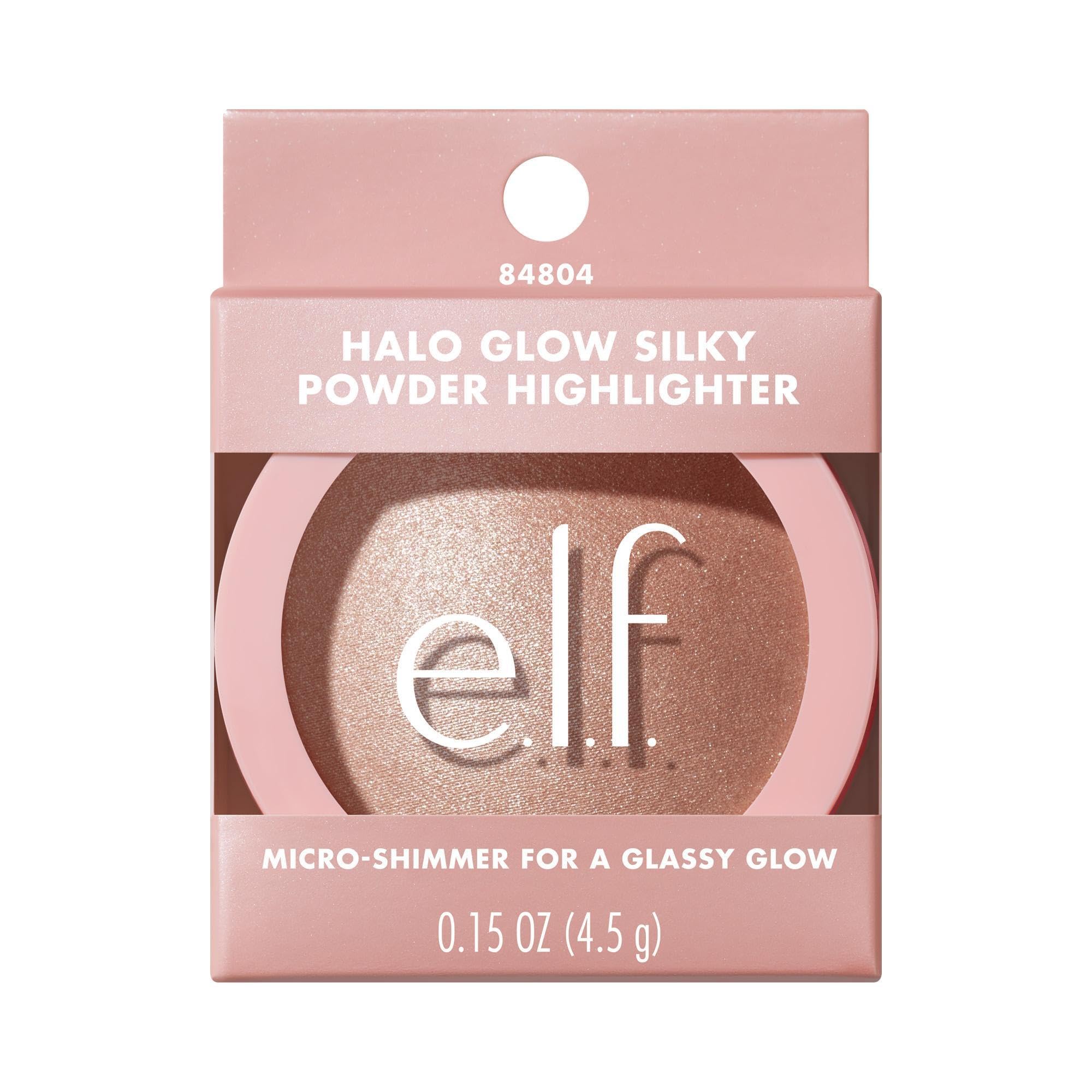 e.l.f. Halo Glow Silky Powder Highlighter, Long-Lasting Luminous Face Finish, Cake-Resistant With Micro-Shimmer, Vegan & Cruelty-Free, Blush Money