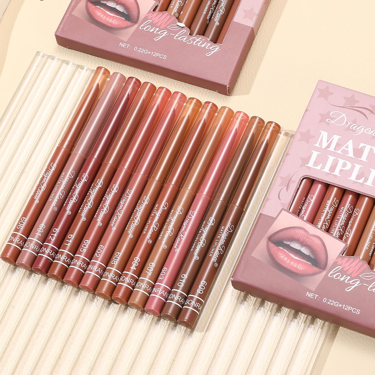 Baorder 12PCS Creamy Matte Lip Liner Pencil Set, Waterproof Long Lasting Color Lipstick,Soft Pink, Lip Filler Liner,Perfect Pout Gel Makeup Kit for Women