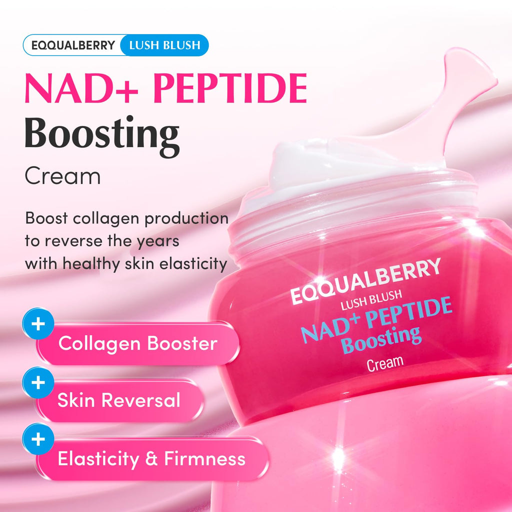 EQQUALBERRY NAD+ Peptide Boosting Cream – Collagen-Enhancing Moisturizer for Skin Elasticity, Healthy Aging&Wrinkle Care – Korean Skincare Anti-Aging Face Cream with Peptides (1.69 fl.oz / 50ml)