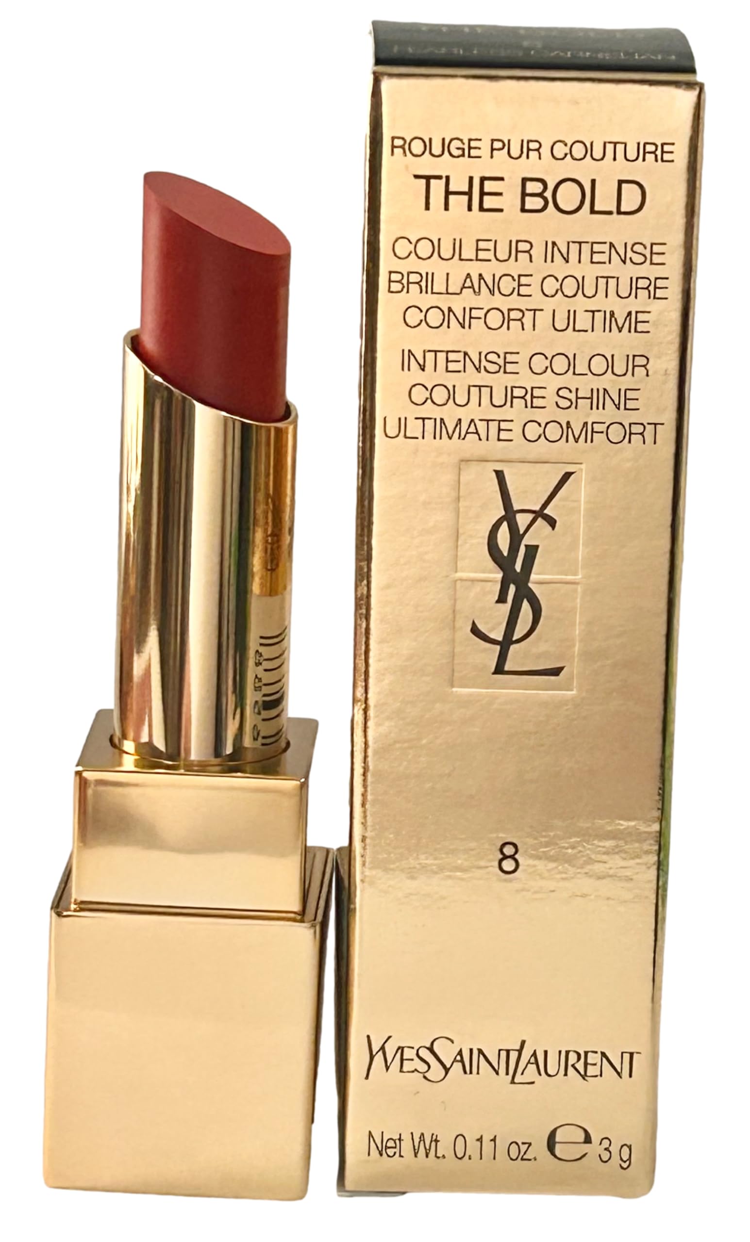 Yves Saint Laurent Rouge Pur Couture The Bold YSL Lipstick - 08 Fearless Carnelian Women - 0.11 oz / 3 g Lipstick (6588)