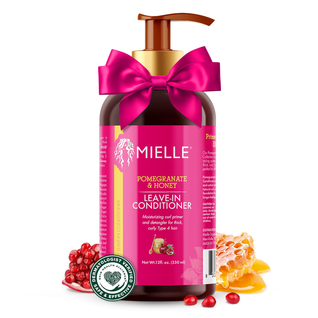 Mielle Organics Pomegranate & Honey Leave In Conditioner for Curly Hair - Moisturizing Detangler & Curly Hair Treatment to Help Repair Damage, Prevent Frizz & Improve Shine (12 Fl Oz)