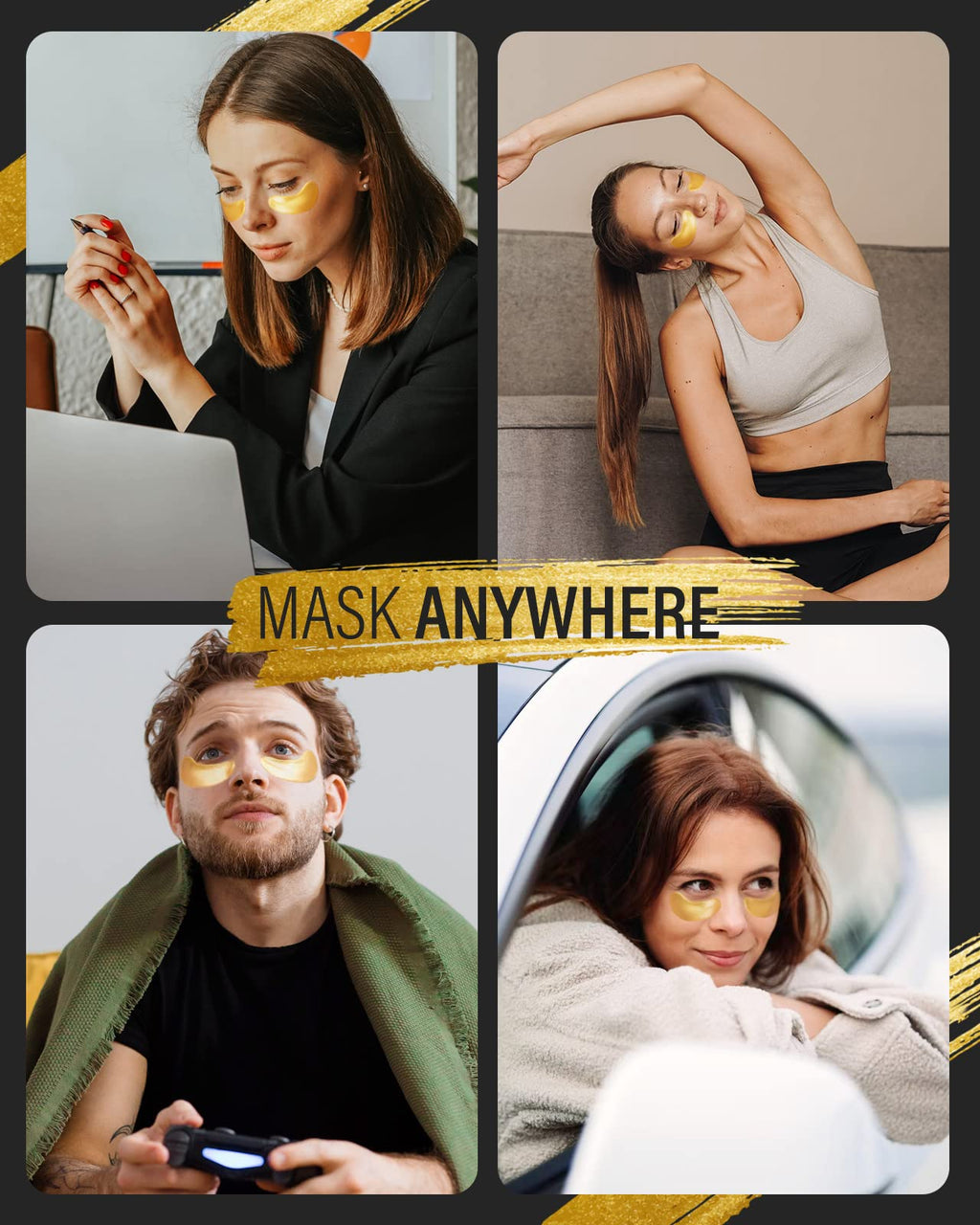 Maskiss 24k Gold Under Eye Patches (30 Pairs), Eye Mask, Collagen Skin Care Products, Eye Patches for Puffy Eyes, Eye Masks for Dark Circles and Puffiness.
