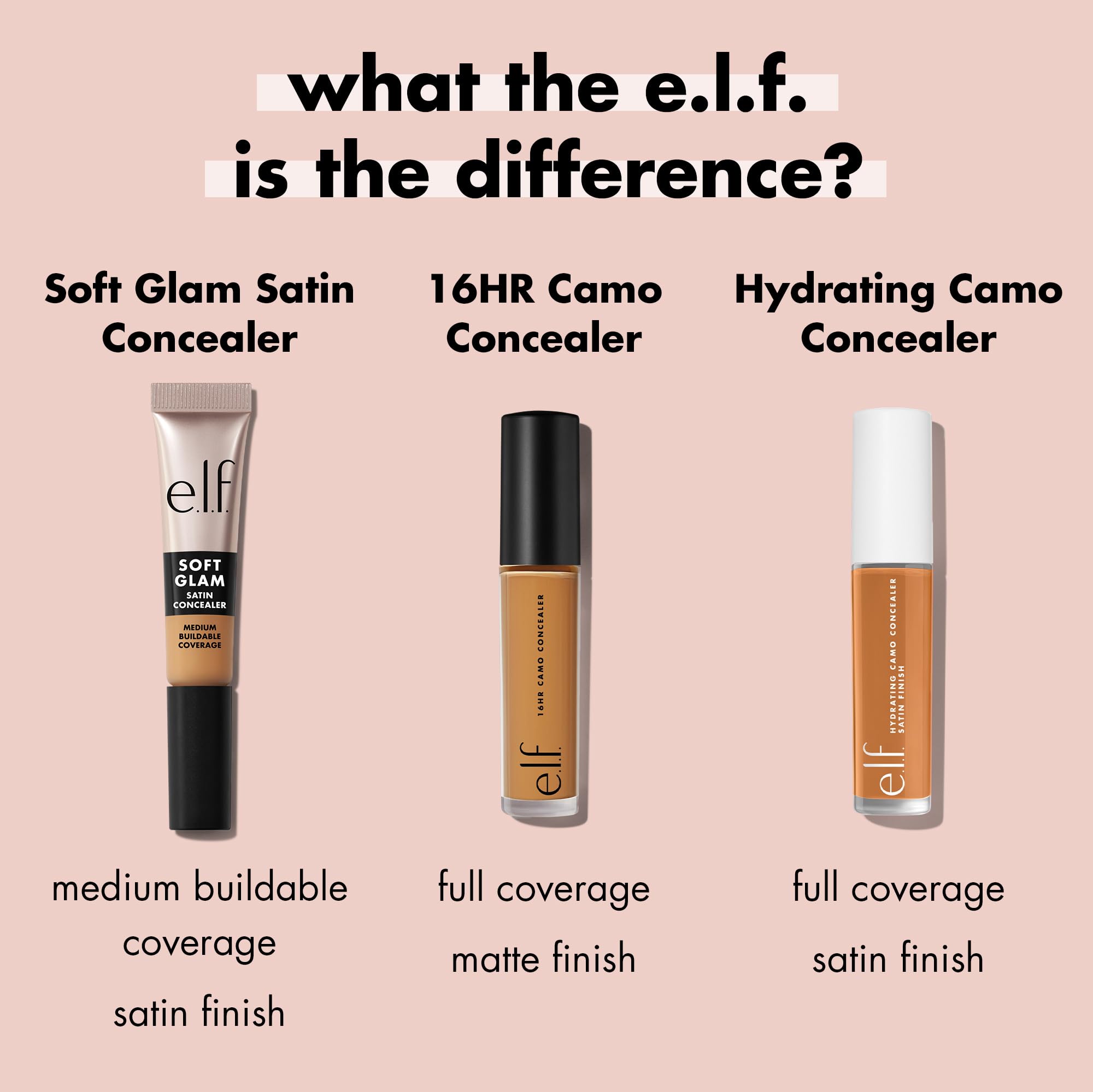 e.l.f. Soft Glam Satin Concealer, Medium Coverage For Blemishes & Under-Eye, Crease-Resistant, Long Lasting, Vegan & Cruelty-Free