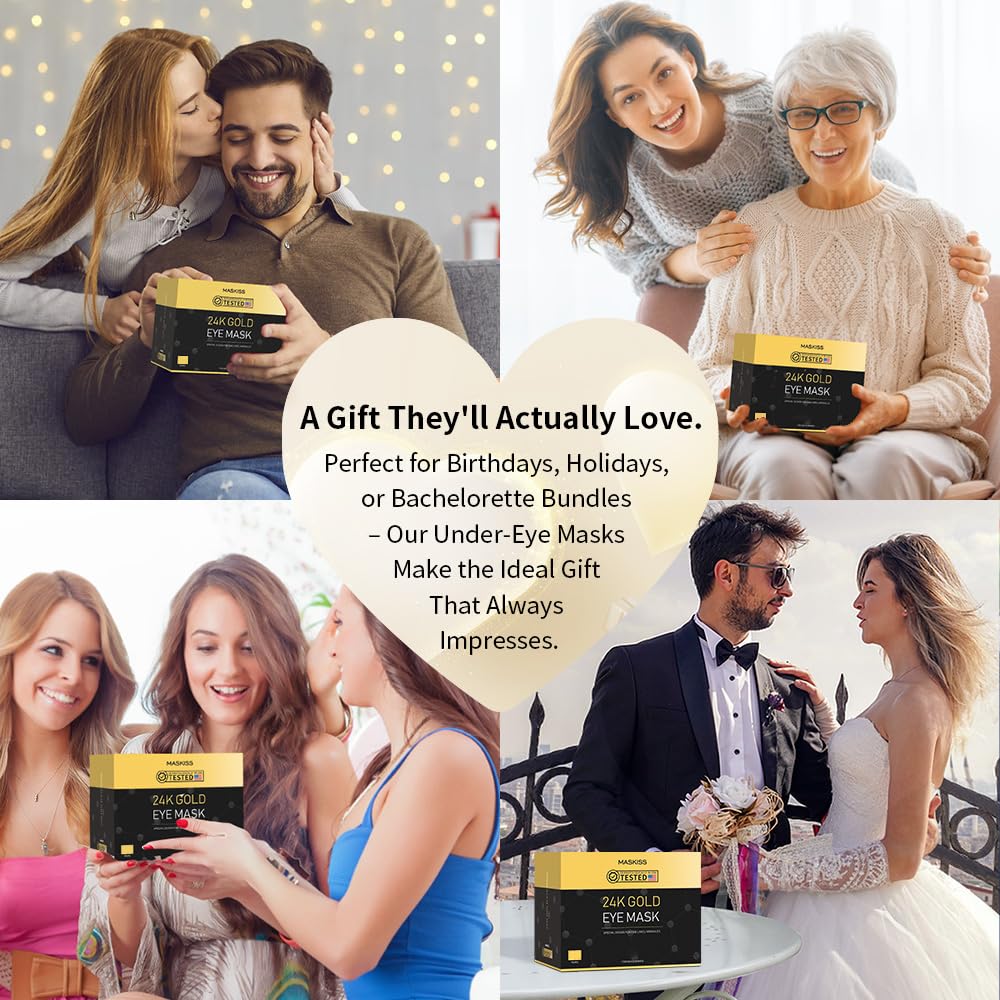 Maskiss 24k Gold Under Eye Patches (30 Pairs), Eye Mask, Collagen Skin Care Products, Eye Patches for Puffy Eyes, Eye Masks for Dark Circles and Puffiness.