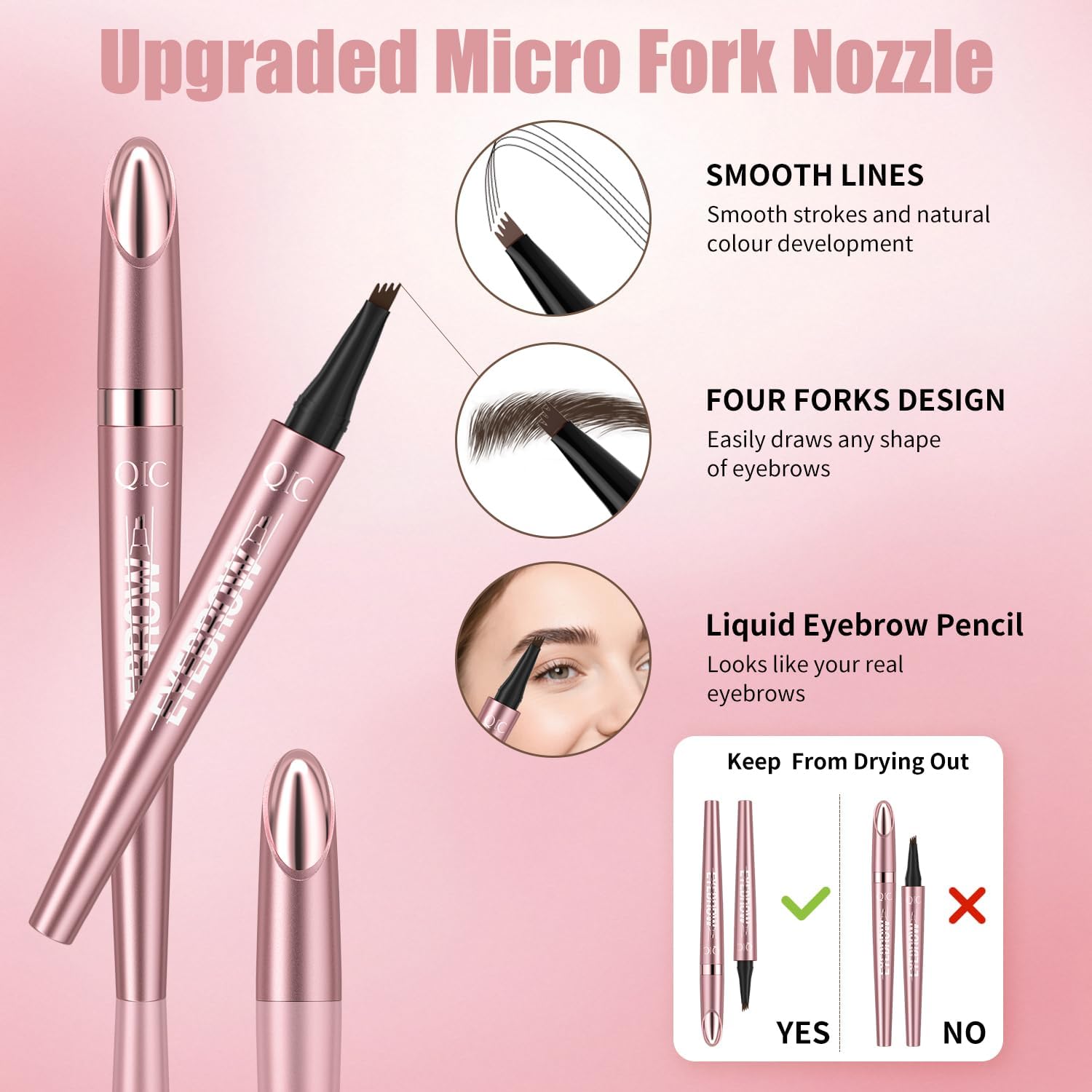 Eyebrow Pen for Women, Waterproof Microblading Eyebrow Pencil, Eye Brown Pen with a Micro-Fork Tip to Effortlessly Create Hair Like Natural Brows