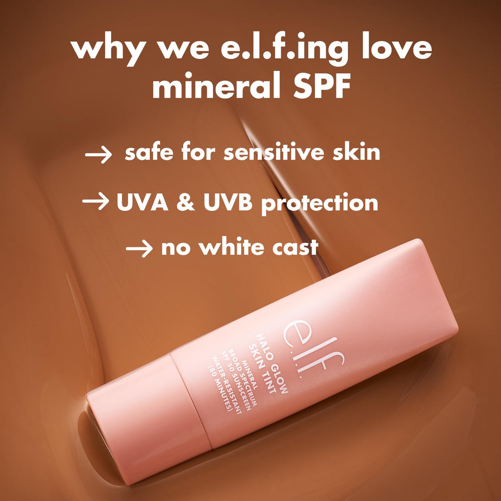e.l.f. Halo Glow Skin Tint SPF 50, Tinted Moisturizer For Light, Buildable Coverage, Creates A Natural Glow, Vegan & Cruelty-Free