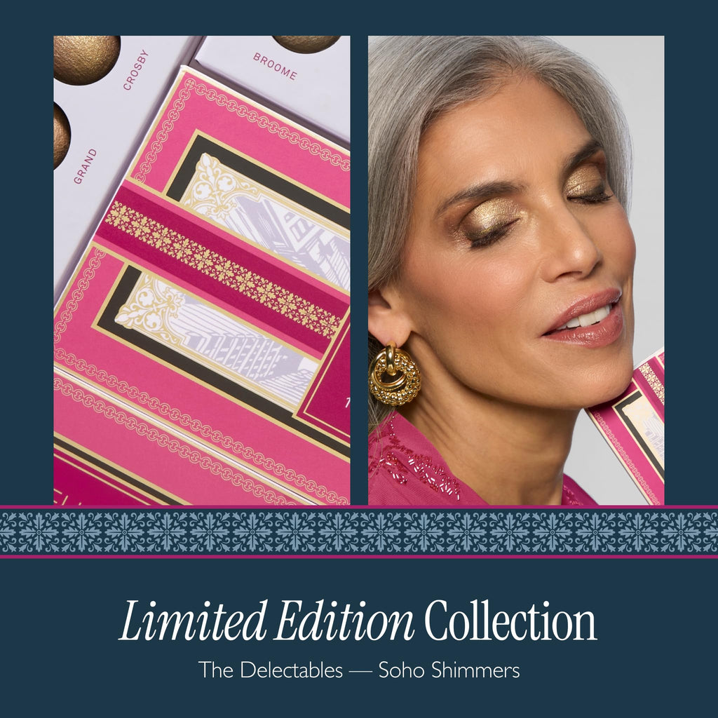 LAURA GELLER NEW YORK The Delectables Soho Shimmers Eyeshadow Palette - Includes 14 Shimmer-Finish Baked Eyeshadows in Stunning Neutral Shades - Long-Lasting High-Shine Eyeshadows for Everyday