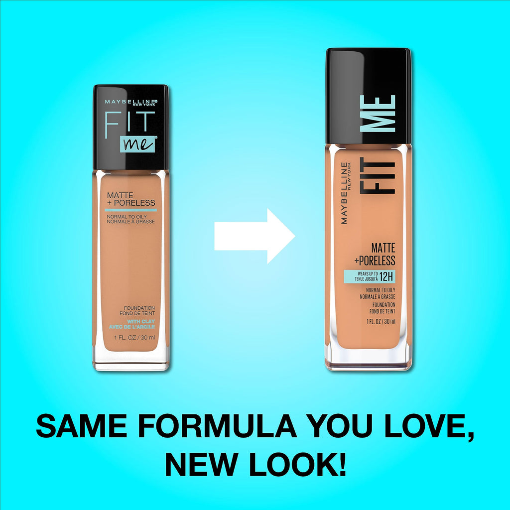 Maybelline Fit Me Matte + Poreless Liquid Oil-Free Foundation Makeup, True Beige, 1 Count (Packaging May Vary)