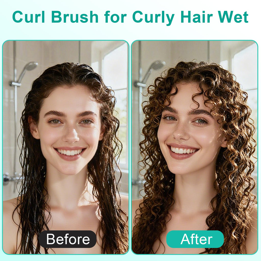 Curly Hair Brush, Curl Defining Brush with Soft Boar Bristles Detangling Tangled Glides, Wide-Teeth Design Effortlessly Shaping & Defining Curls, Curling Definer for Wet & Dry Hair
