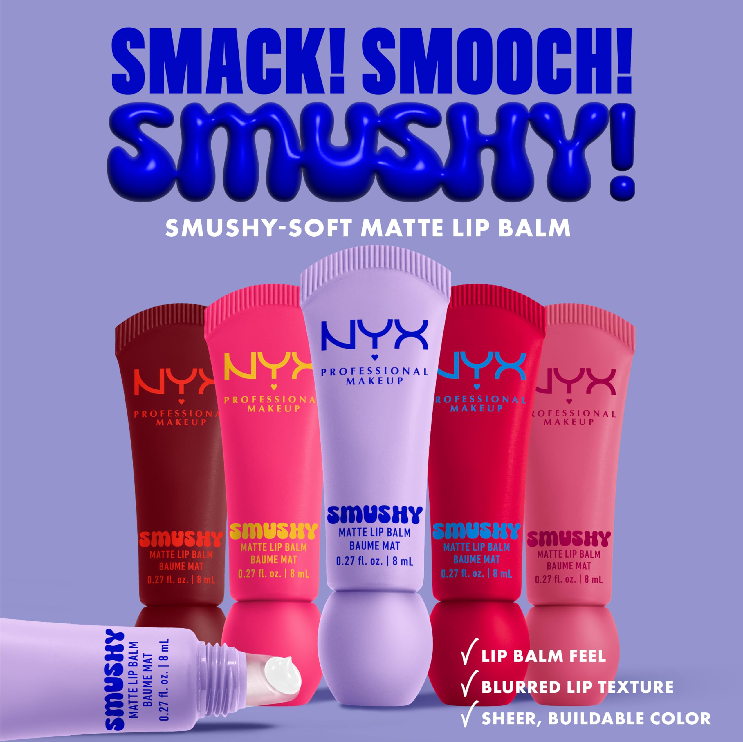 NYX PROFESSIONAL MAKEUP Smushy Matte Lip Balm, Tinted Lip Moisturizer with Soft, Matte Finish