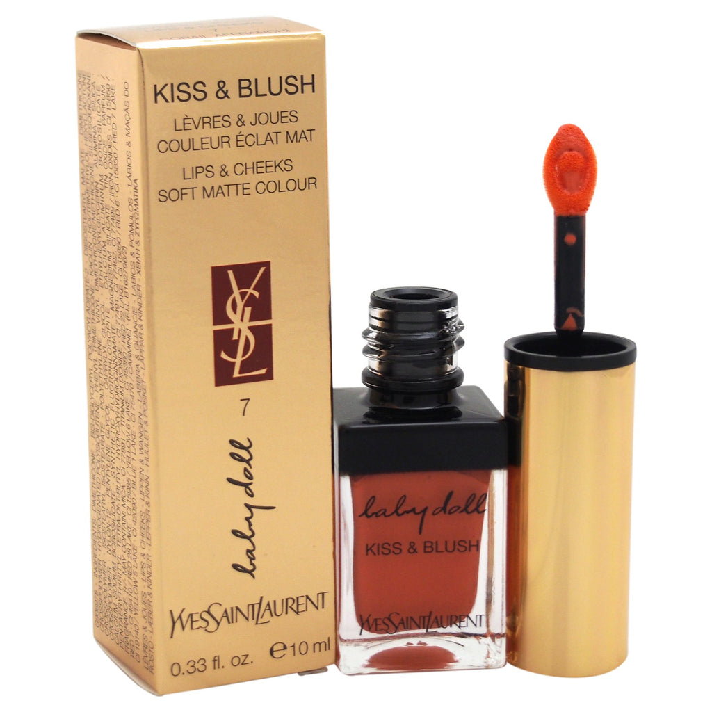 Yves Saint Laurent Baby Doll Kiss and Blush Lip Gloss for Women, No. 7 Corail Affranchi, 0.33 Ounce
