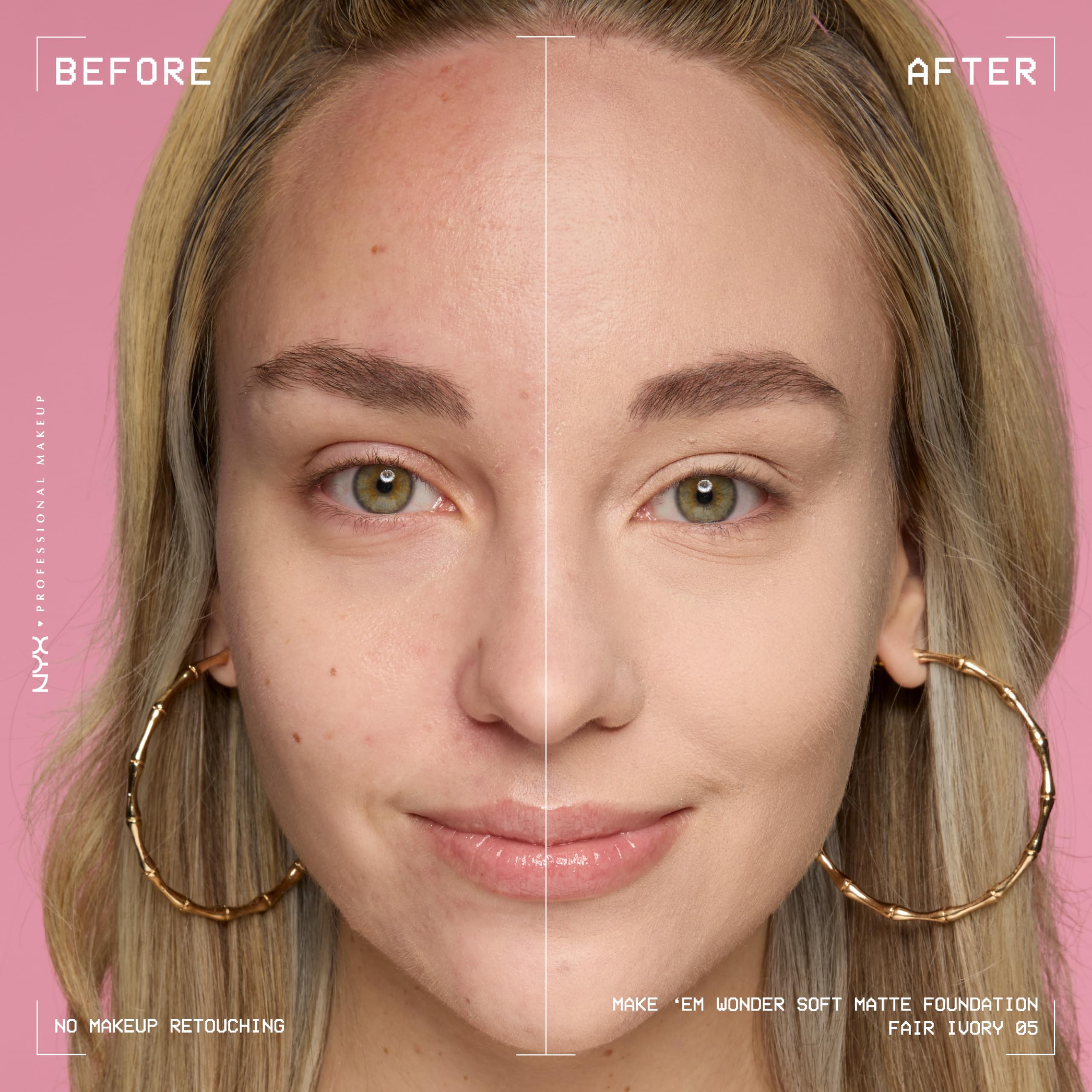 NYX PROFESSIONAL MAKEUP Make 'Em Wonder Liquid Foundation, 24HR Foundation Makeup With A Soft Matte Finish, Buildable Full Coverage