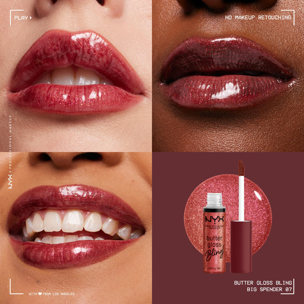NYX PROFESSIONAL MAKEUP Butter Gloss Bling Lip Gloss, Non Sticky and Shiny Vegan Lip Makeup