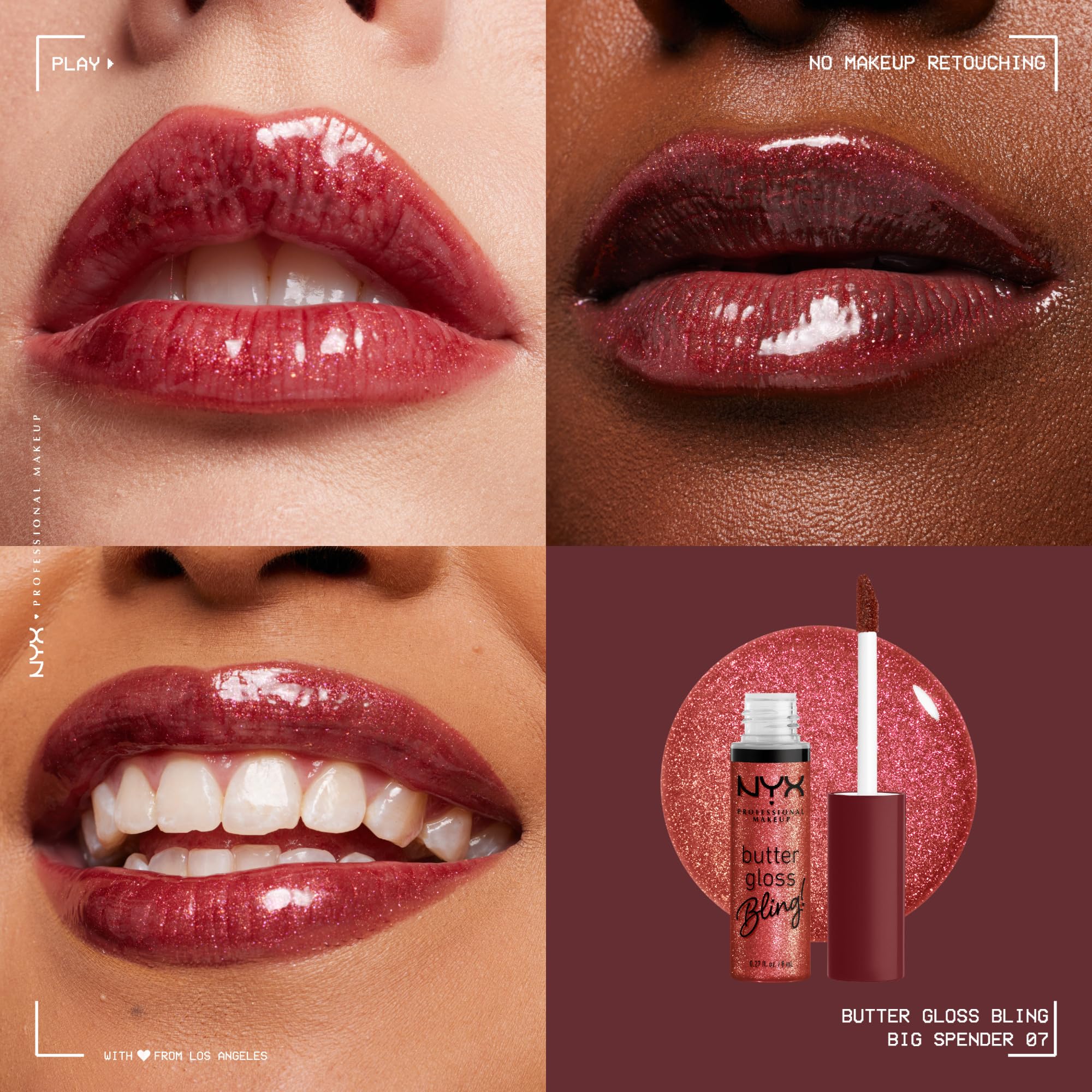 NYX PROFESSIONAL MAKEUP Butter Gloss Bling Lip Gloss, Non Sticky and Shiny Vegan Lip Makeup