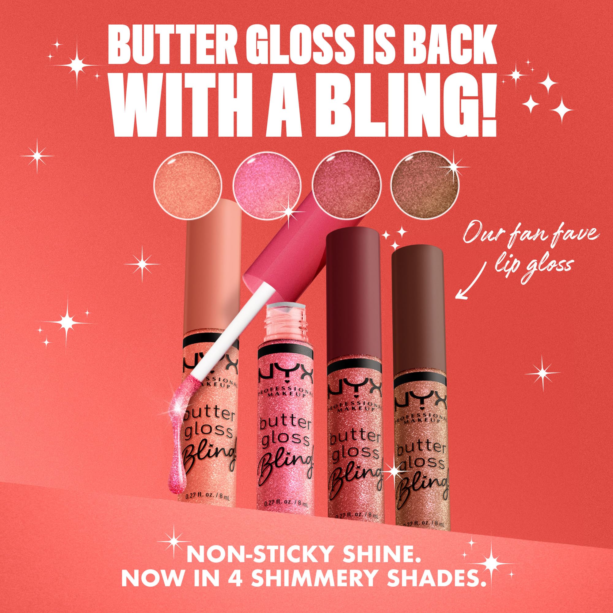 NYX PROFESSIONAL MAKEUP Butter Gloss Bling Lip Gloss, Non Sticky and Shiny Vegan Lip Makeup