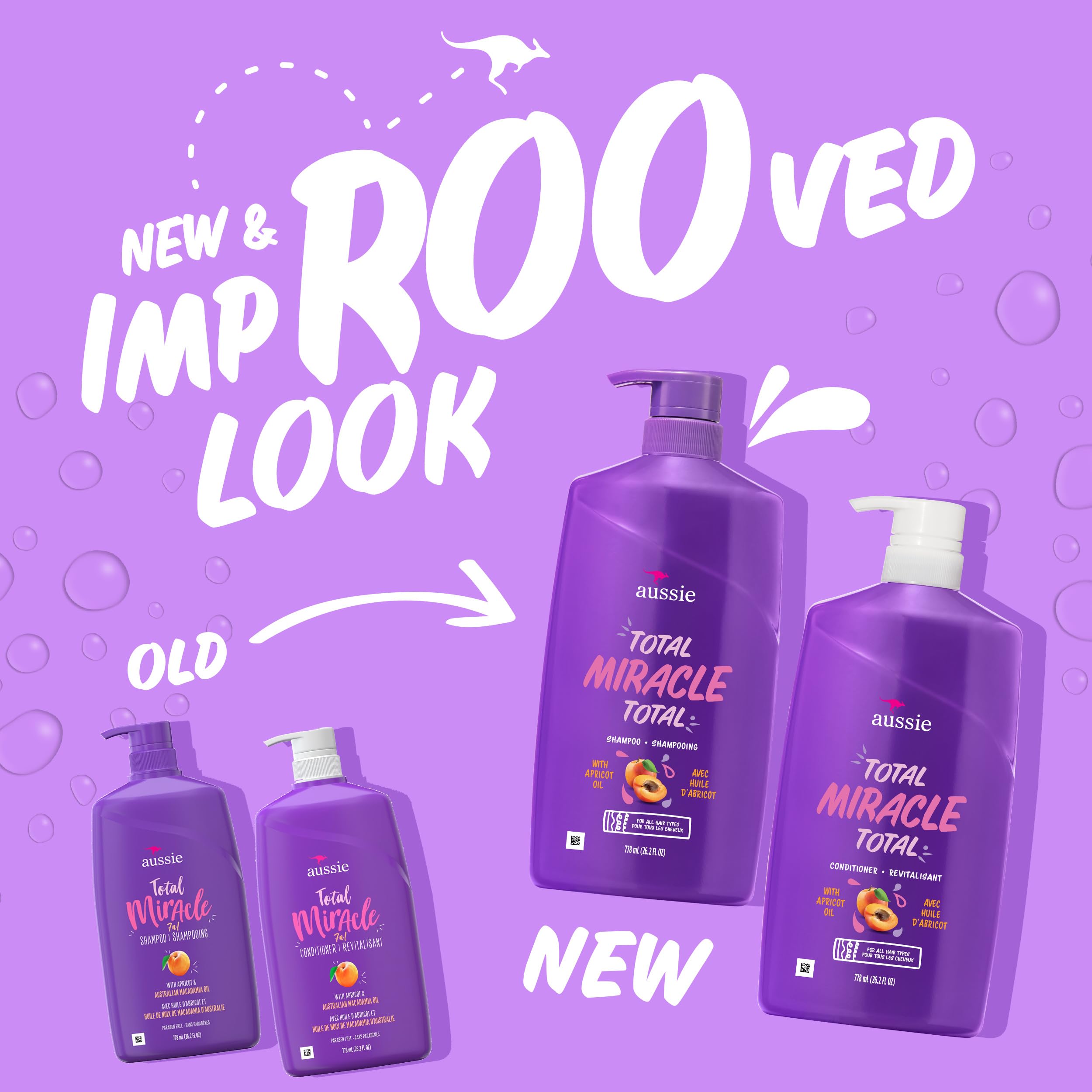 Aussie Total Miracle Hair Care Bundle: Shampoo, Conditioner, and 3 Minute Deep Treatment with Apricot & Macadamia Oil, Paraben-Free for Damaged Hair, 26.2 & 8 Fl Oz