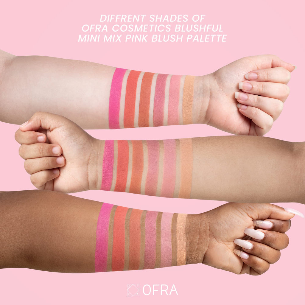 OFRA Mini Mix Face Palette Blushful - Blush Palette for Cheeks - 6 Pigmented Pressed Powder Shades - Travel-Friendly and Cruelty-Free Face Makeup Palette - Refillable Pans