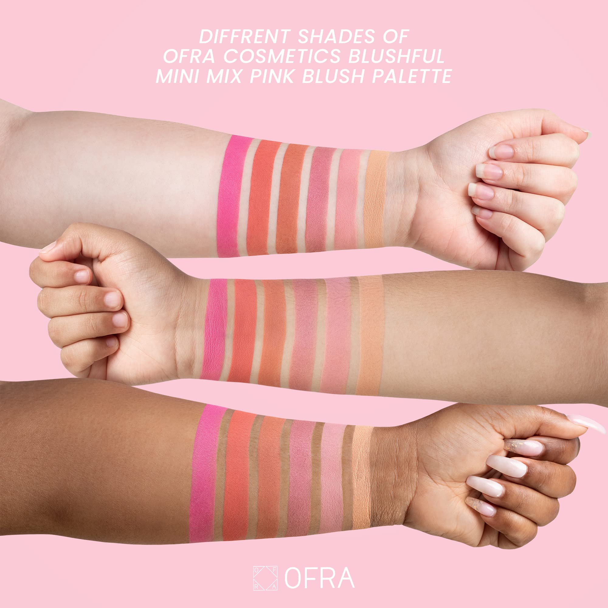 OFRA Mini Mix Face Palette Blushful - Blush Palette for Cheeks - 6 Pigmented Pressed Powder Shades - Travel-Friendly and Cruelty-Free Face Makeup Palette - Refillable Pans
