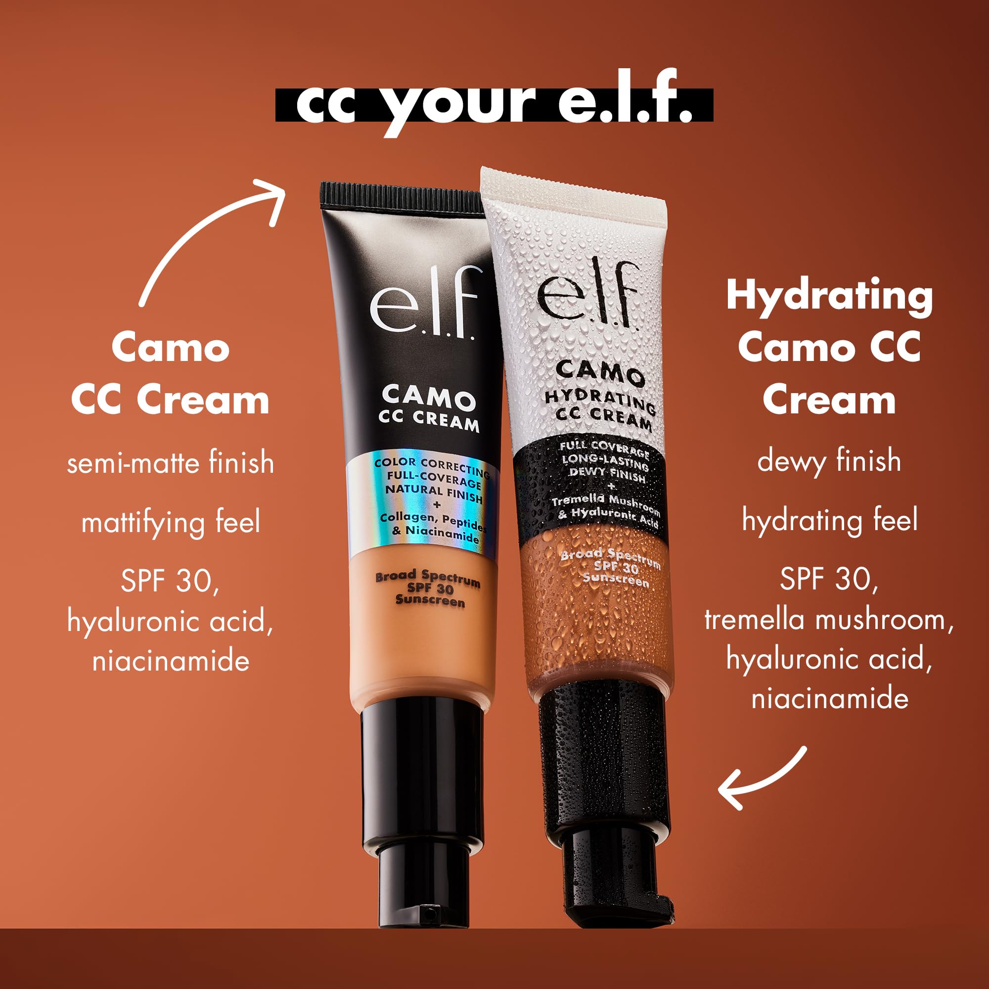 e.l.f. Hydrating Camo CC Cream, SPF 30, Color Correcting Full Coverage Foundation For A Dewy Finish, Vegan & Cruelty-Free