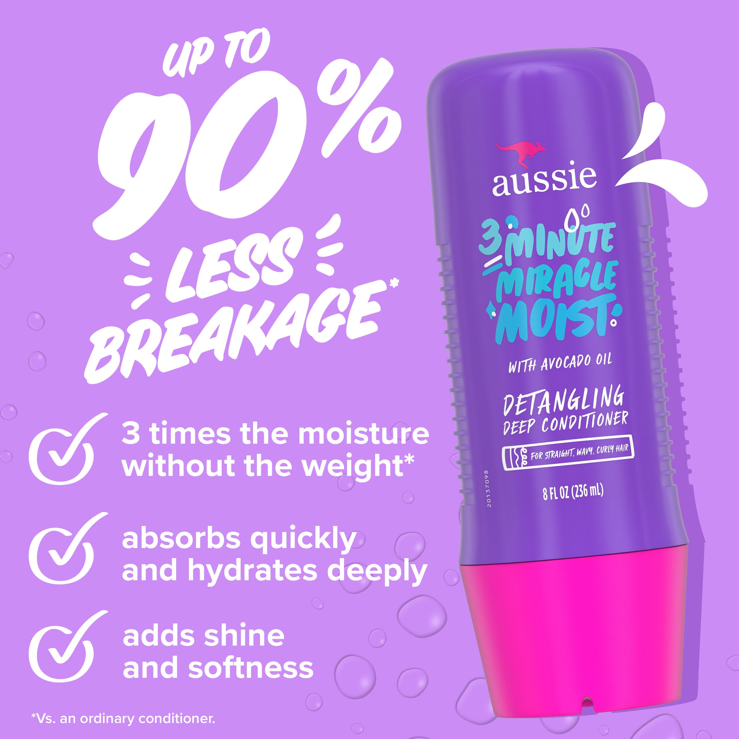 Aussie Total Miracle Hair Care Bundle: Shampoo, Conditioner, and 3 Minute Deep Treatment with Apricot & Macadamia Oil, Paraben-Free for Damaged Hair, 26.2 & 8 Fl Oz