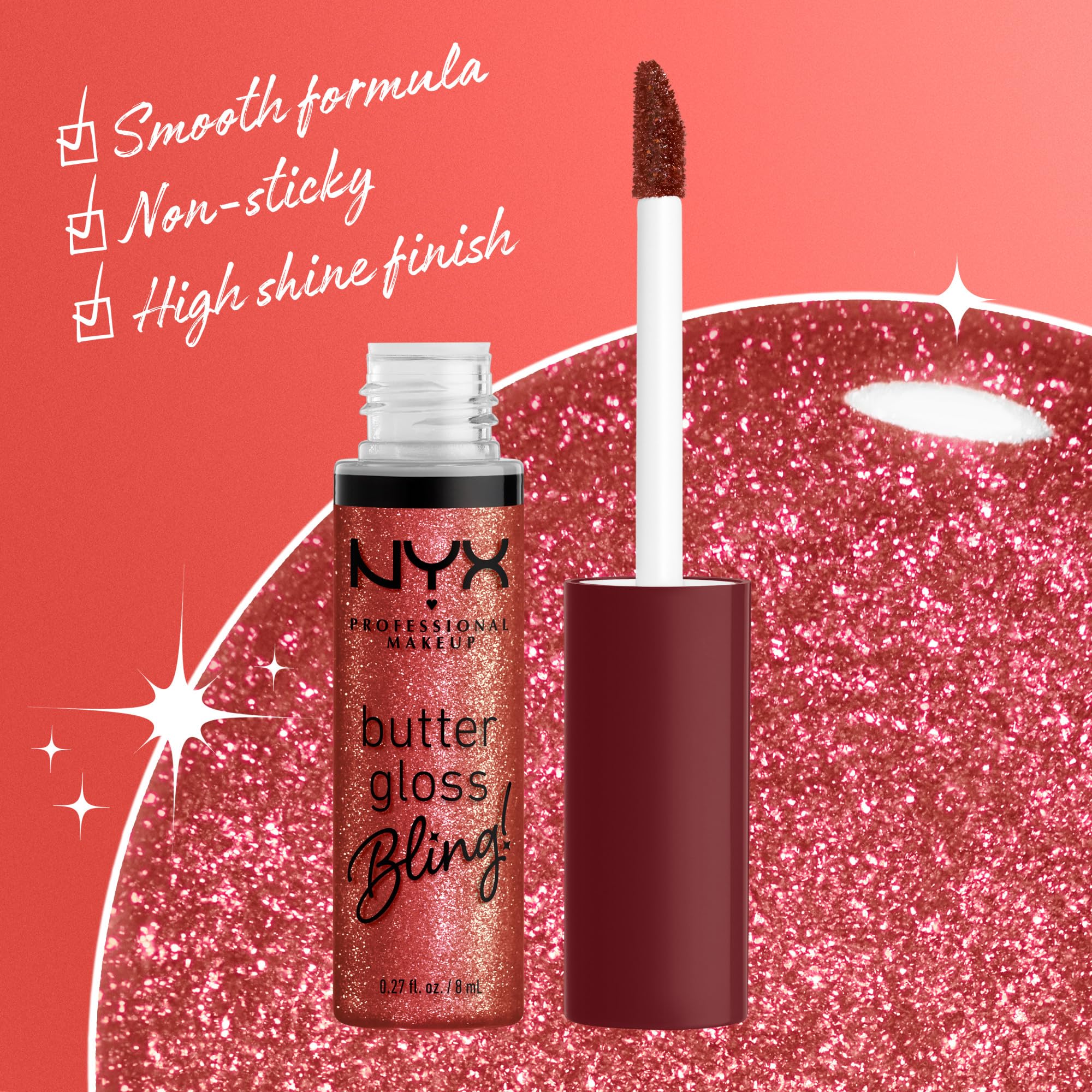 NYX PROFESSIONAL MAKEUP Butter Gloss Bling Lip Gloss, Non Sticky and Shiny Vegan Lip Makeup
