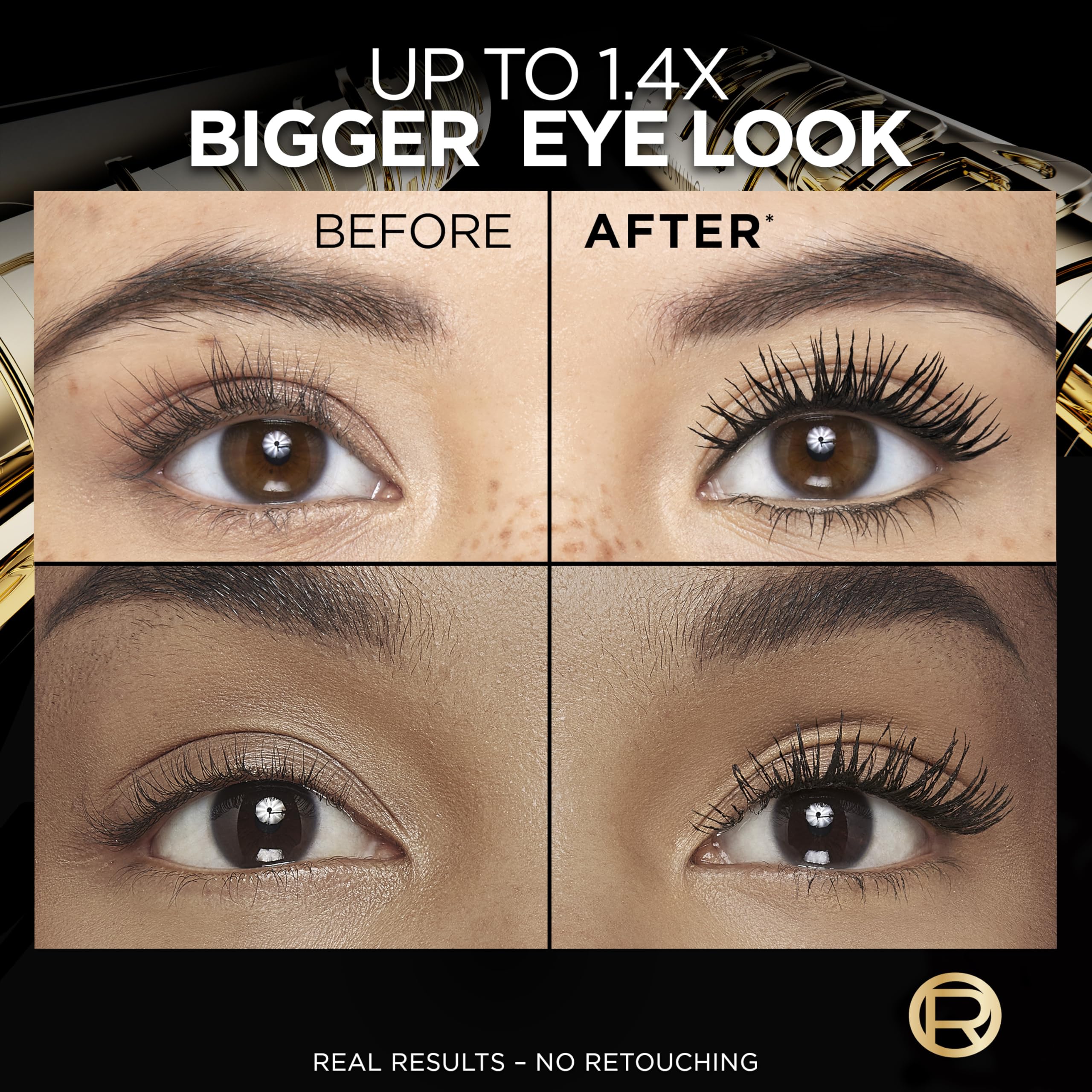 L'Oreal Paris Voluminous Panorama Mascara, Volumizing and Lengthening Mascara, Washable Longwear and Smudge Resistant Make Up, Blackest Black, 0.33 Fl Oz