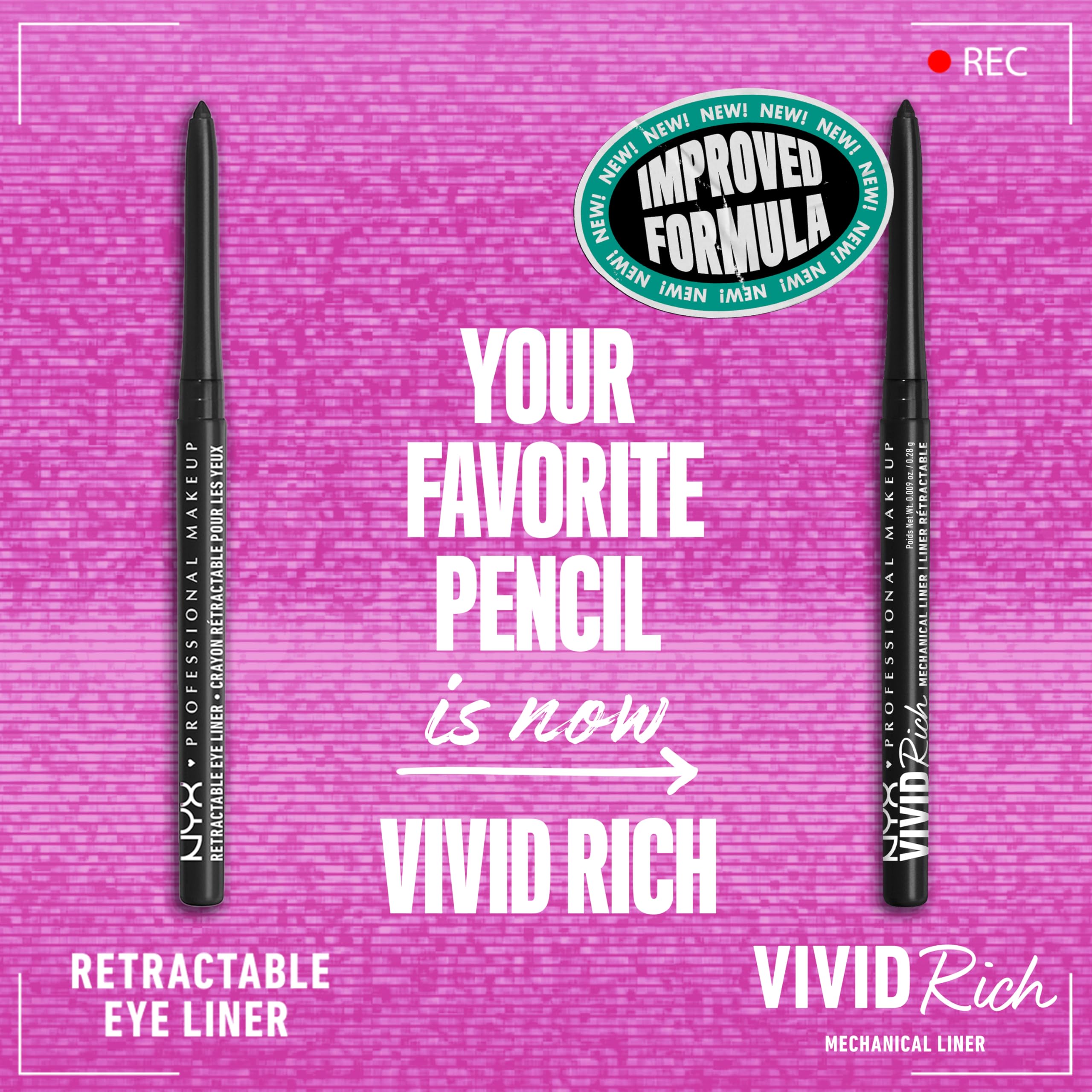 NYX PROFESSIONAL MAKEUP Mechanical Eye Pencil,Vivid Rich Mechanical, Creamy Retractable Eyeliner